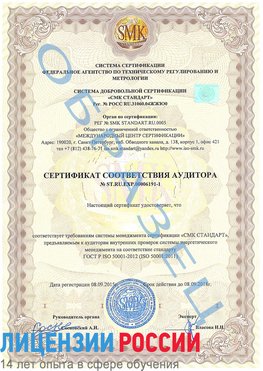 Образец сертификата соответствия аудитора №ST.RU.EXP.00006191-1 Дмитров Сертификат ISO 50001