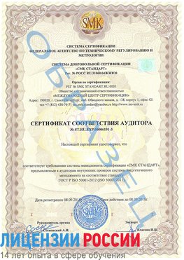 Образец сертификата соответствия аудитора №ST.RU.EXP.00006191-3 Дмитров Сертификат ISO 50001